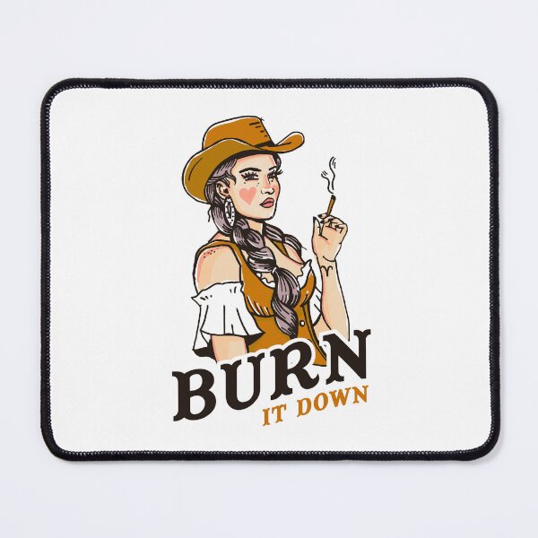 Item preview, Burn It Down: Sexy Pinup Cowgirl Smoking designed and sold by The Whiskey Ginger Design Shop.