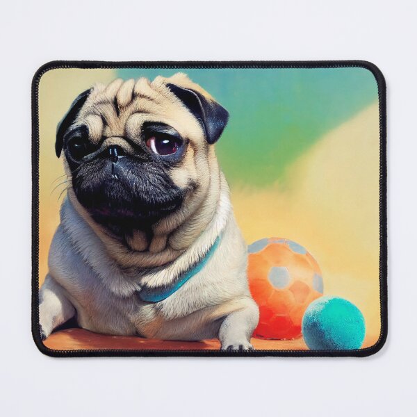 Item preview, Pug love to play ball, Painted dog portrait art designed and sold by YZO-Design.