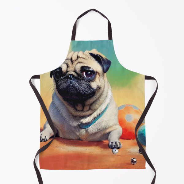 Item preview, Pug love to play ball, Painted dog portrait art designed and sold by YZO-Design.