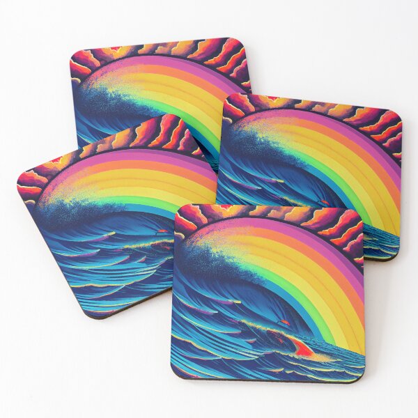 Item preview, Rainbow Wave Sunset Painting - AI Generated Art designed and sold by Vault256.