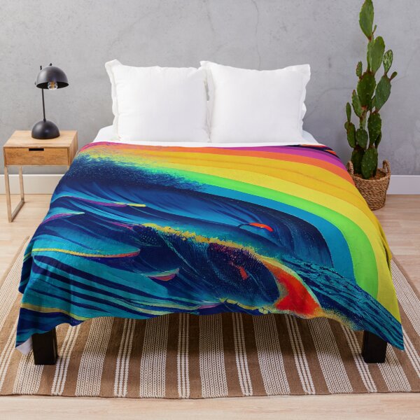 Item preview, Rainbow Wave Sunset Painting - AI Generated Art designed and sold by Vault256.