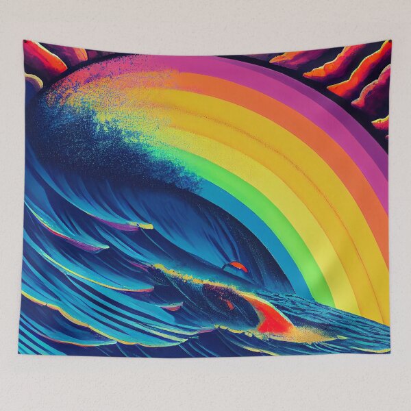 Item preview, Rainbow Wave Sunset Painting - AI Generated Art designed and sold by Vault256.