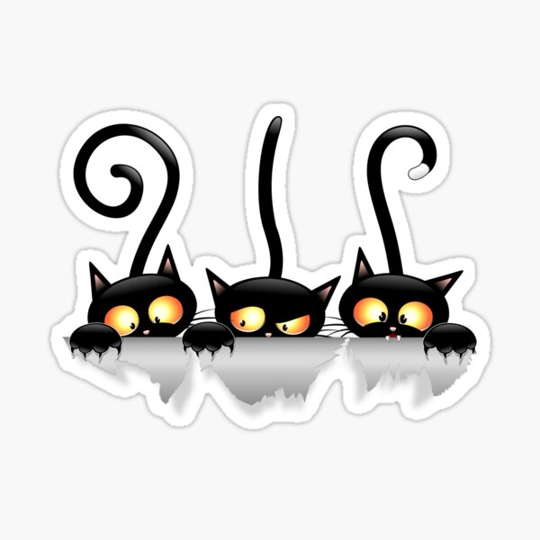 Cats Naughty and Playful Cartoon Characters Sticker