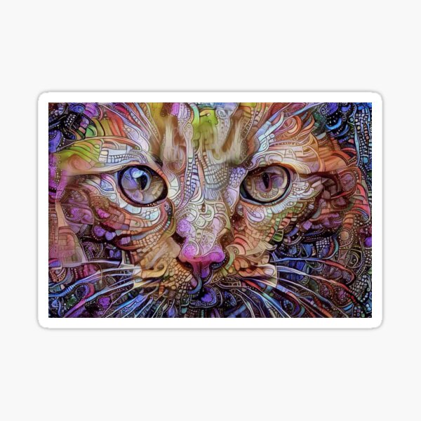 Printable Fractal Cat by Louis Wain - weird, odd, psychedelic art