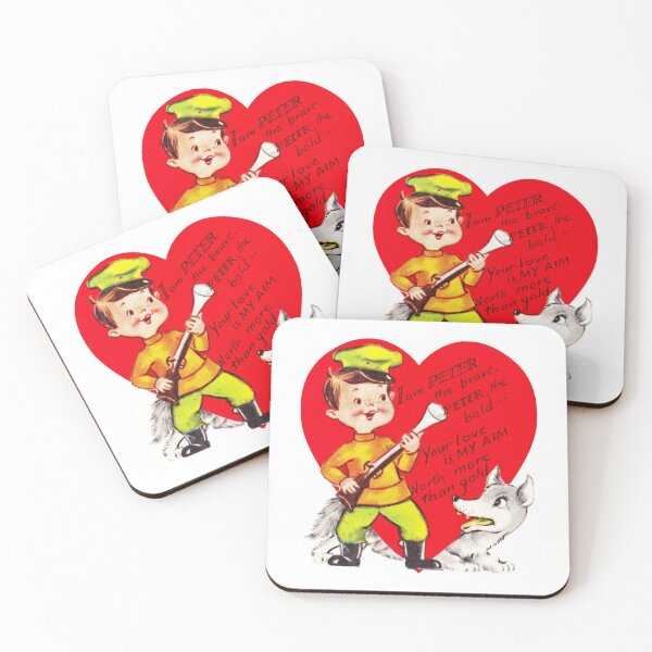 Item preview, "Peter and the Wolf" - Vintage, Retro, Valentine's, Day, Card, Inspired, Vday, Valentine, Be Mine, Love, Couple, Romance, Cute, Red, Hearts,  designed and sold by CanisPicta.