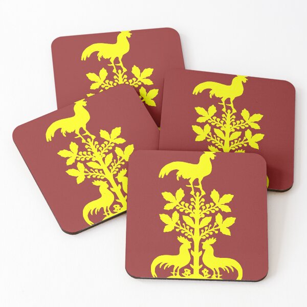 Item preview, Fairytale Germany birds flowers roosters silhouette yellow designed and sold by G-M-Designs.