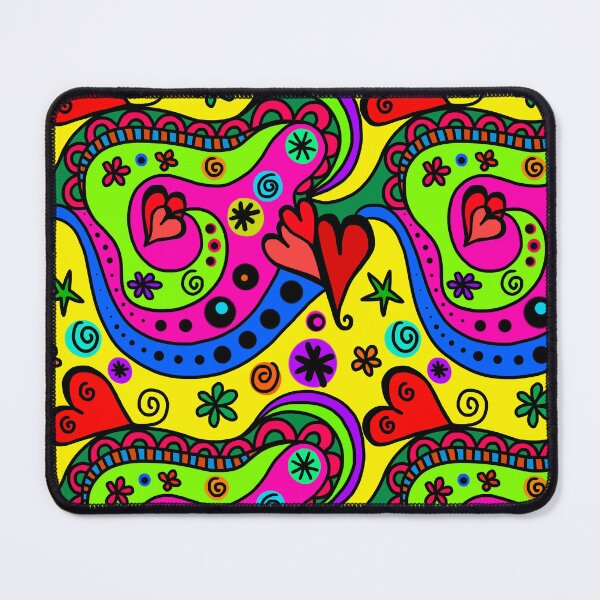 Item preview, Bold Funky Colorful Doodle Hearts Flowers Stars designed and sold by KL14.