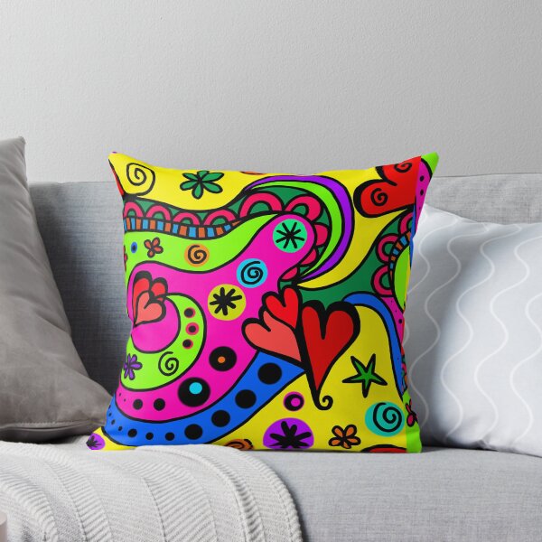 Item preview, Bold Funky Colorful Doodle Hearts Flowers Stars designed and sold by KL14.