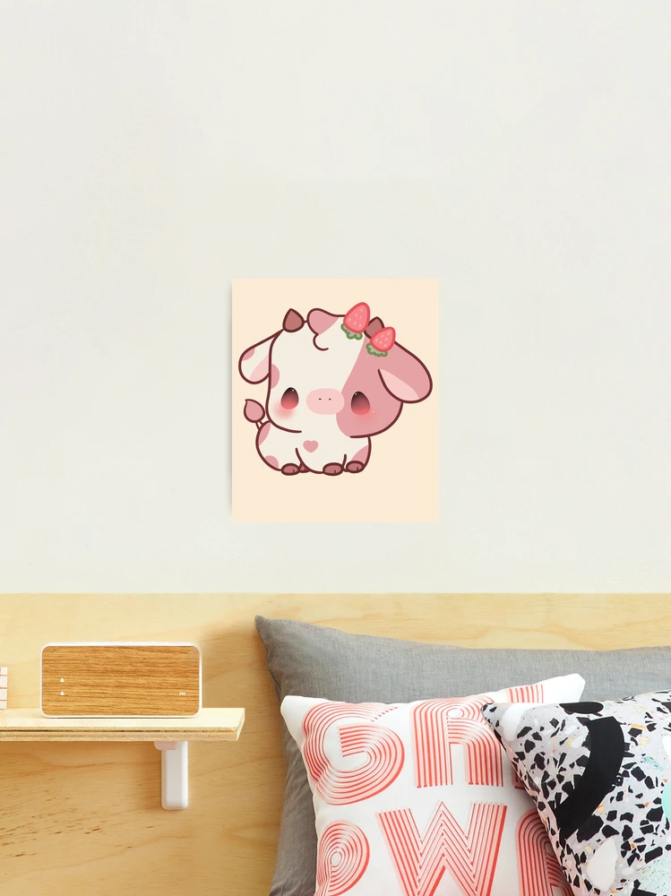 Strawberry Cow kawaii Art Board Print for Sale by MayBK