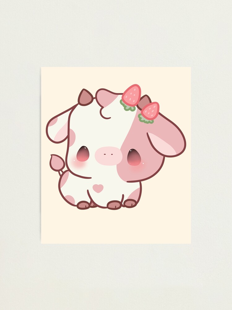 Cute Strawberry Cow Print Kawaii Aesthetic Pattern Front & Back