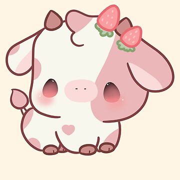 Strawberry Cow kawaii Photographic Print for Sale by MayBK