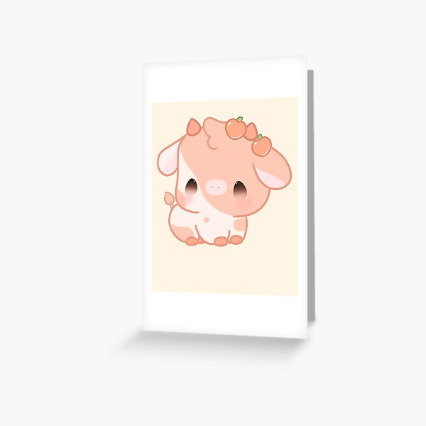 Strawberry Cow kawaii Greeting Card for Sale by MayBK