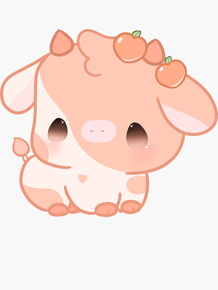 Strawberry Cow Matte Vinyl Sticker Stickers Cute Kawaii 