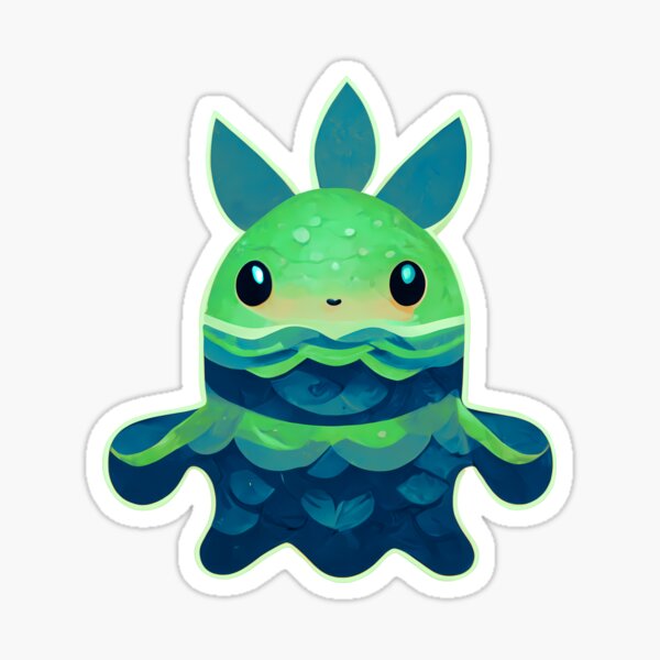 Cute Green Water Creature Sticker