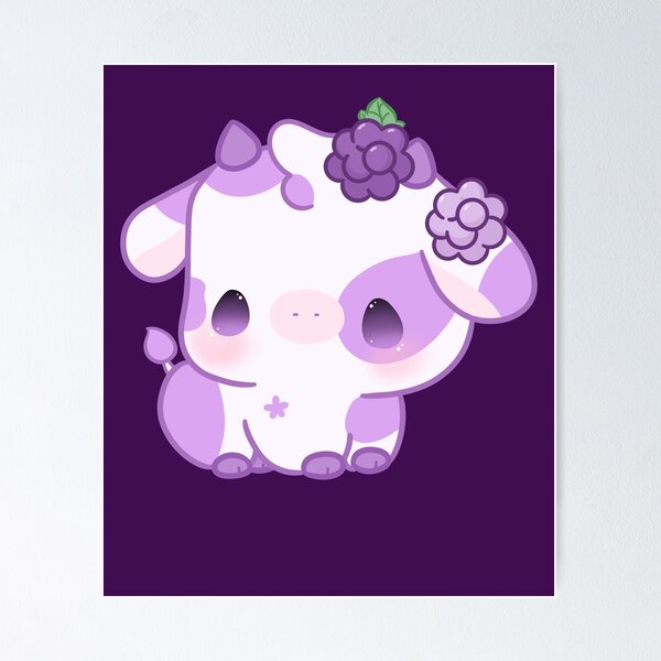 Strawberry Cow kawaii Poster for Sale by MayBK