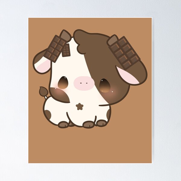 Strawberry Cow kawaii Poster for Sale by MayBK