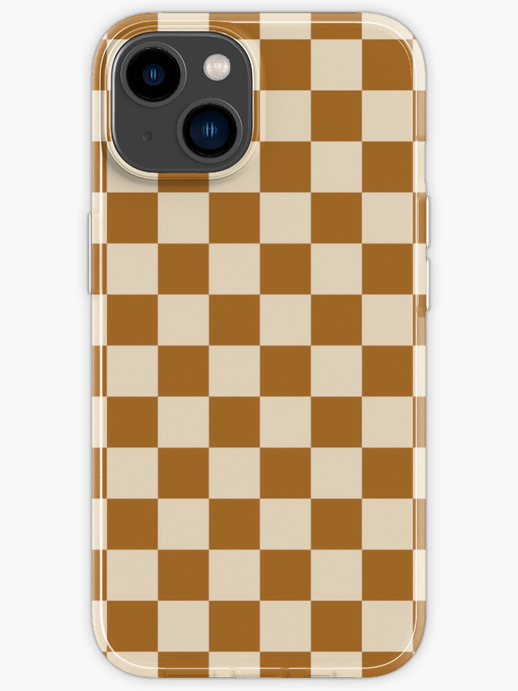 Checkerboard Check Checkered Pattern in Mushroom Beige and Cream iPhone Case