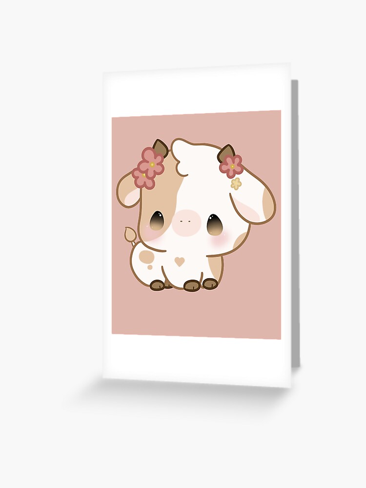 Strawberry Cow kawaii Greeting Card for Sale by MayBK