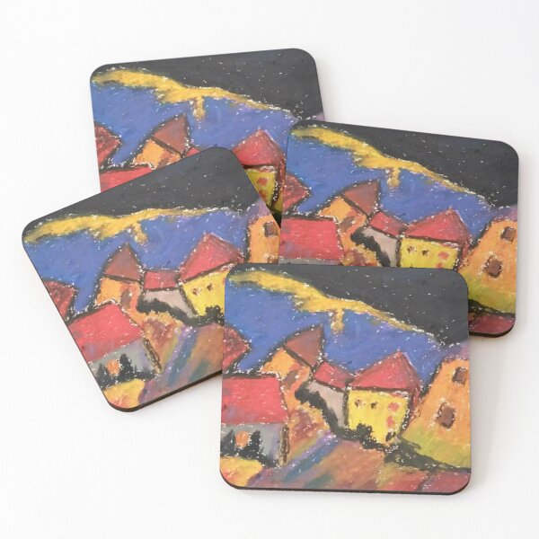 Item preview, Houses At Murnau Kandinsky reproduction in oil pastels  designed and sold by WorldOfWendyArt.