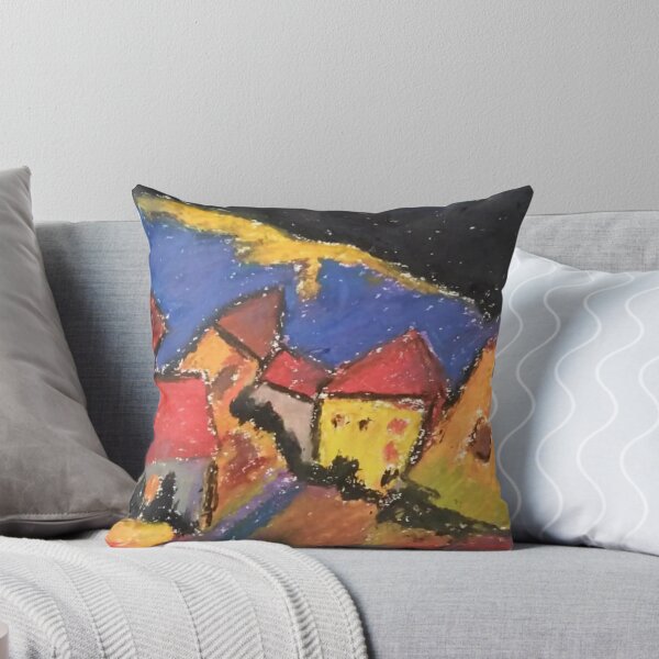 Item preview, Houses At Murnau Kandinsky reproduction in oil pastels  designed and sold by WorldOfWendyArt.
