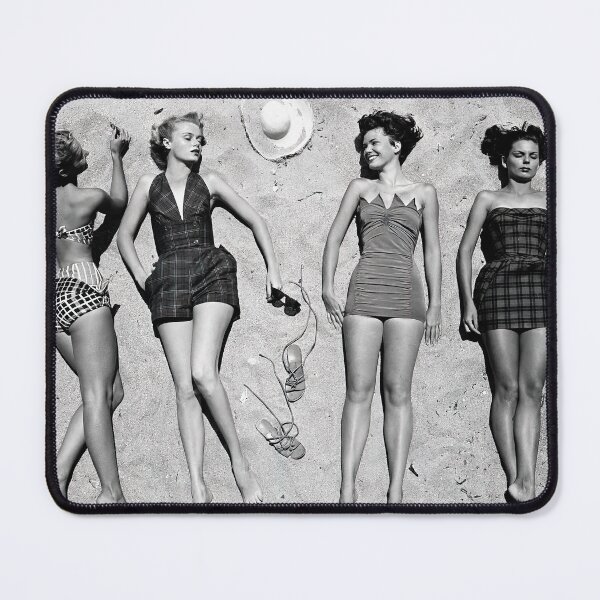 Item preview, Sunbathers, Black and White, Vintage Beach Art designed and sold by modernretro.