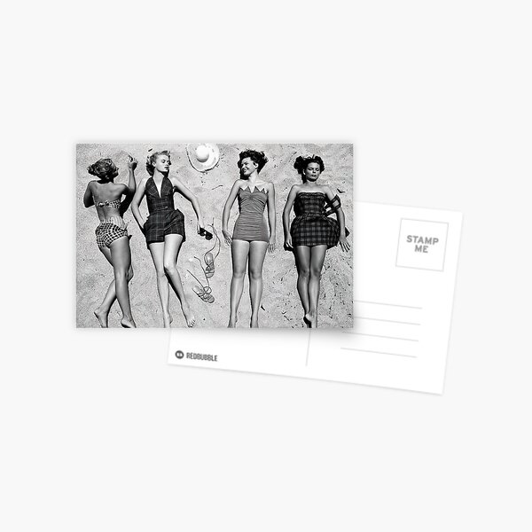 Item preview, Sunbathers, Black and White, Vintage Beach Art designed and sold by modernretro.