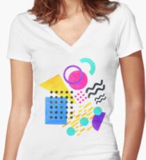 Memphis style Women's Fitted V-Neck T-Shirt