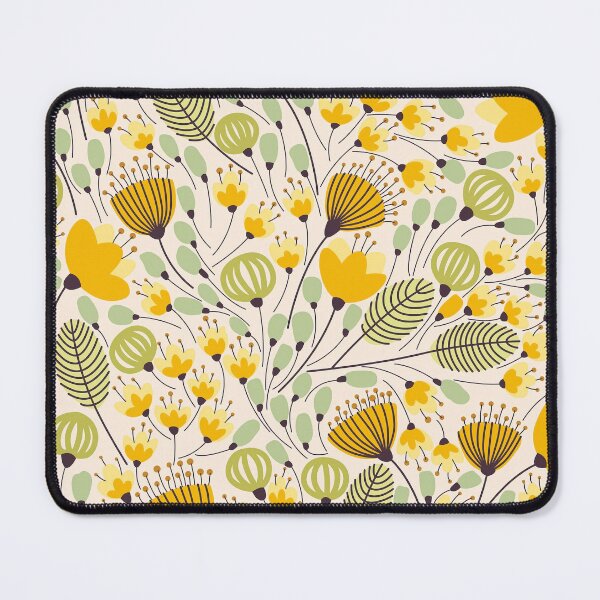 Item preview, Yellow Navy Floral Wallpaper Design designed and sold by Mushrankhan.
