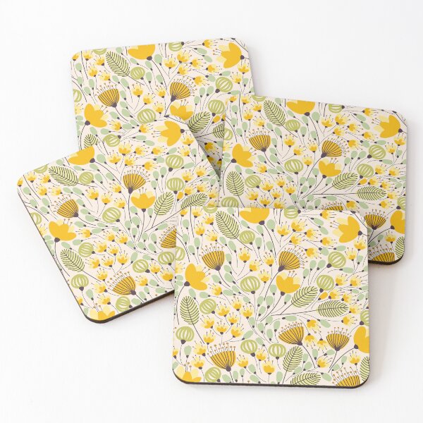 Item preview, Yellow Navy Floral Wallpaper Design designed and sold by Mushrankhan.