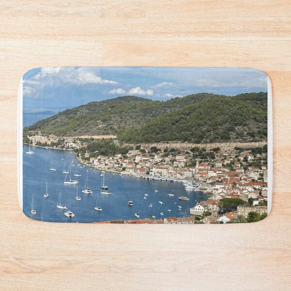 Item preview, aesthetic croatian costal town with visiting sail boats designed and sold by stainedauroras.