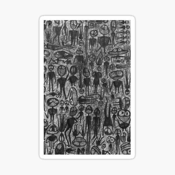 Creepy Creature Pen Drawings (2) Sticker