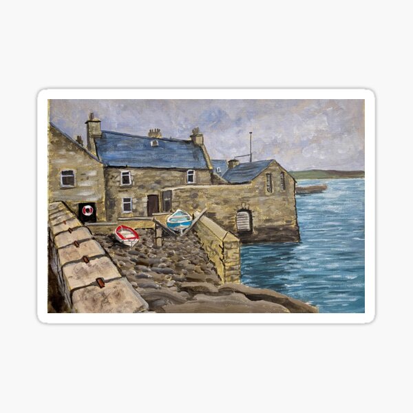 View of Shetland Buildings Sticker