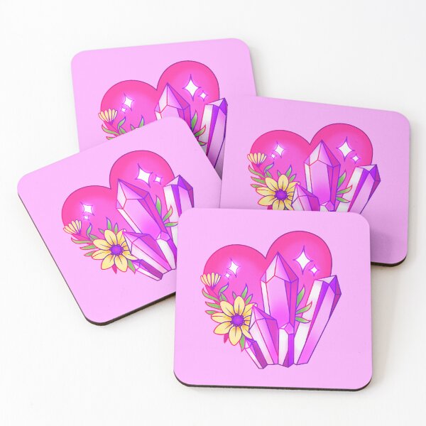 Item preview, pink heart with crystals and flowers designed and sold by prismatic paper co.