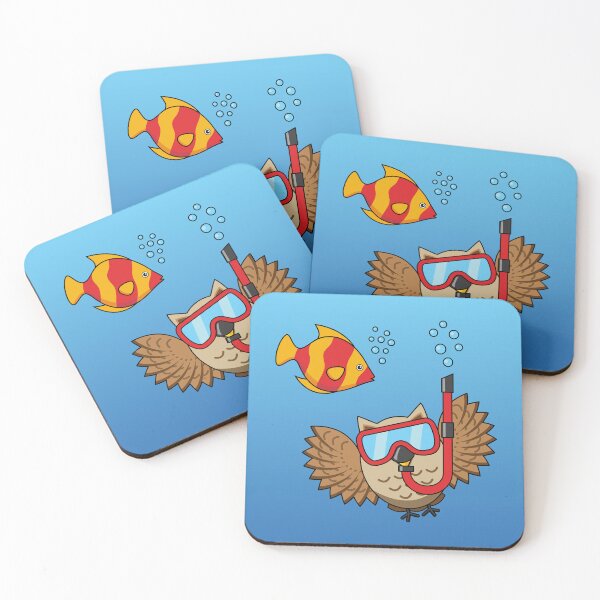 Item preview, Owl with Snorkel Mask and Tropical Fish designed and sold by BirdAtWork.