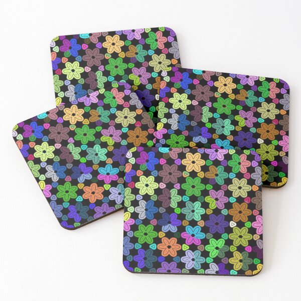 Item preview, Modern Rainbow Daisies Golden Yellow Green Orange On Black designed and sold by LaurenWDesigns.