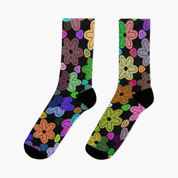 Item preview, Modern Rainbow Daisies Golden Yellow Green Orange On Black designed and sold by LaurenWDesigns.
