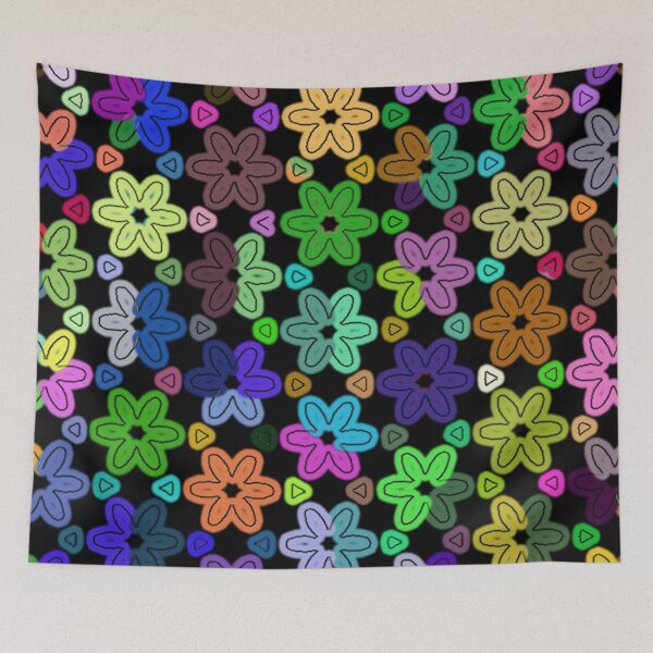 Item preview, Modern Rainbow Daisies Golden Yellow Green Orange On Black designed and sold by LaurenWDesigns.