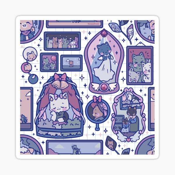 Cats in Frames (Rainy Blue) Sticker