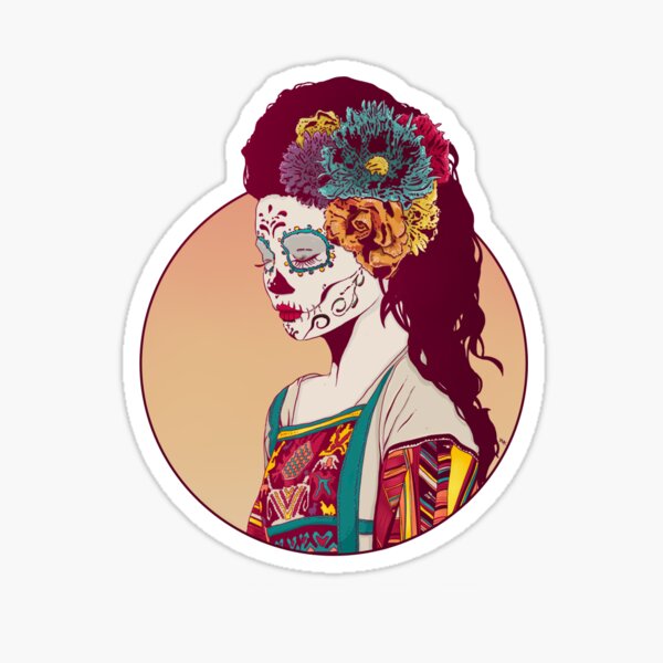 Mexican Skull Lady Sticker