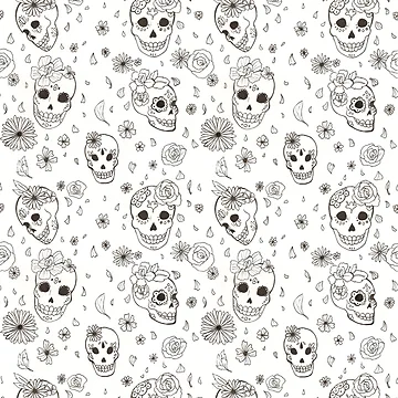 Artwork thumbnail, Sugar-Skull Pattern by RileyDraws99