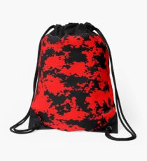 Camo - Red and Black Drawstring Bag