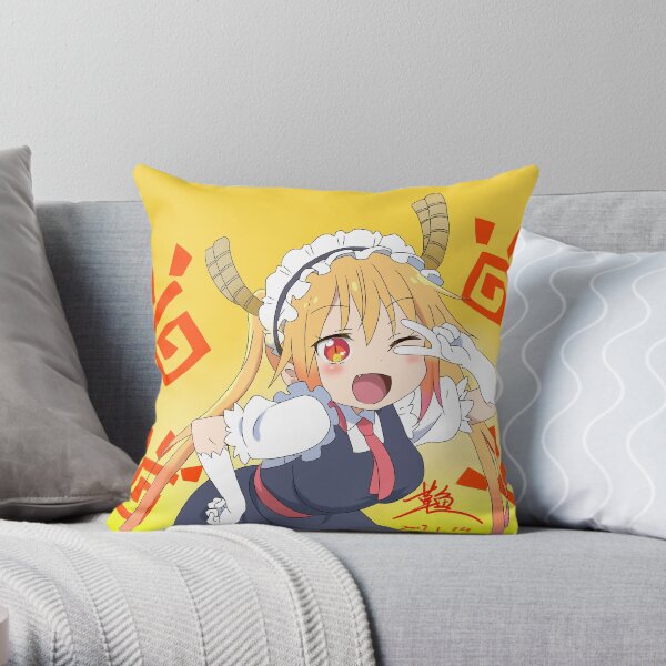 Tohru Dragon Maid Peace Sign Throw Pillow
