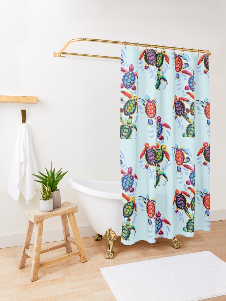 Disover Watercolor Sea Turtles Shower Curtain