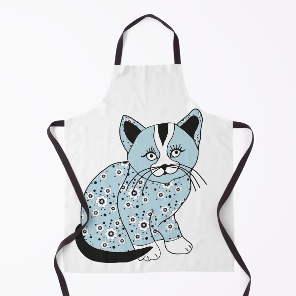 Item preview, Blue Kitten in Mod Floral Pattern Pyjamas designed and sold by MausieDesigns.