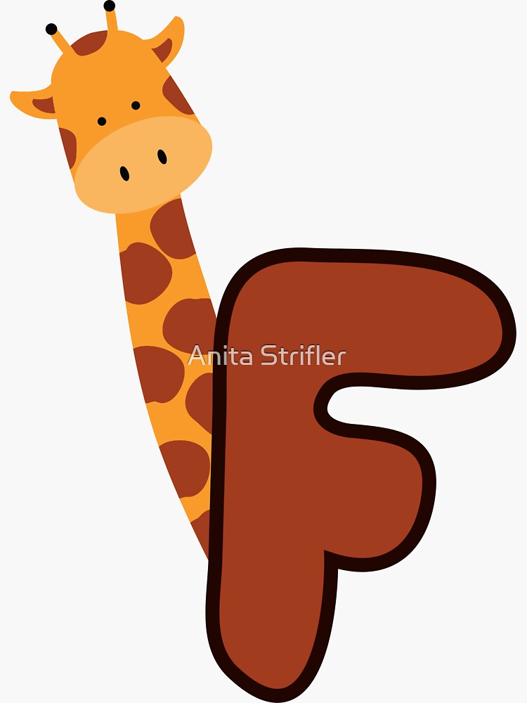 Giraffe Monogram Letter F Sticker for Sale by Anita Strifler