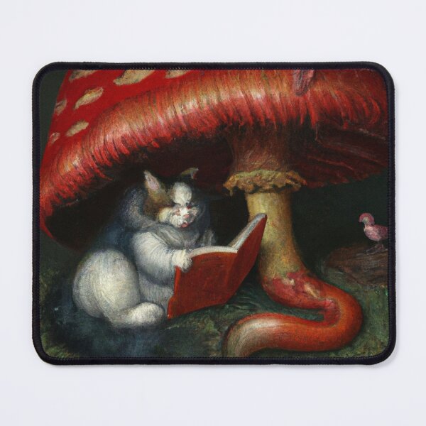Item preview, Lewis the Cat, reading under a mushroom (Baroque) designed and sold by thecatandkettle.