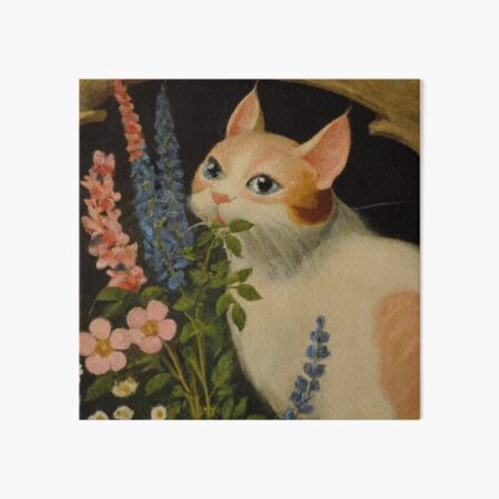 Aperçu de l'œuvre Lena la chatte, sentant les fleurs (Baroque) créée et vendue par thecatandkettle.