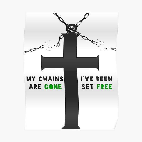 "Cross with Broken Chains (green)" Poster by mizja Redbubble