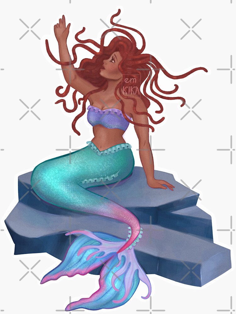 "Arial mermaid part of that world, V2" Sticker for Sale by emkika ...