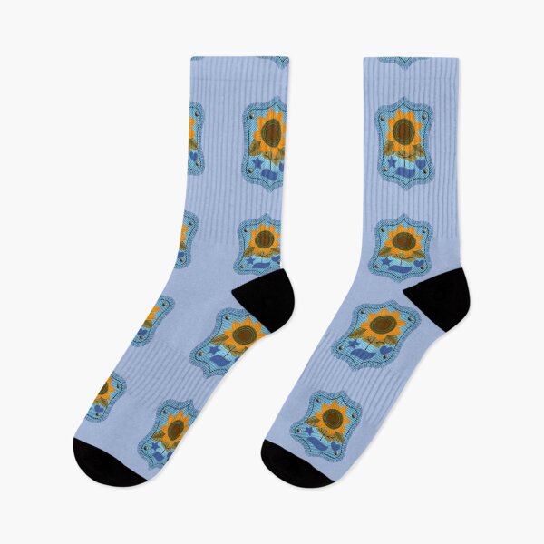 Item preview, Blue Jean Sunflower Patch designed and sold by LanaDevon.